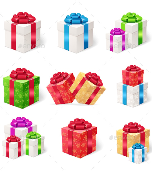 Present Boxes Set. Vector, Vectors | GraphicRiver