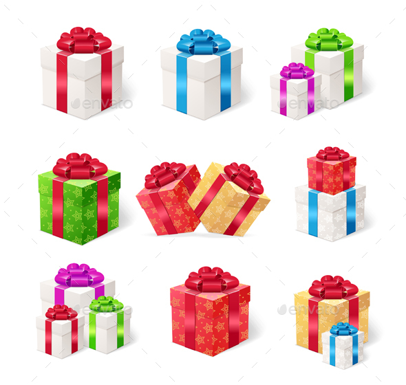 Present Boxes Set. Vector, Vectors | GraphicRiver