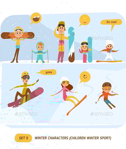Winter Characters, Vectors | GraphicRiver