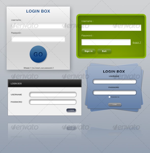 Various Login Boxes, Web Elements | GraphicRiver