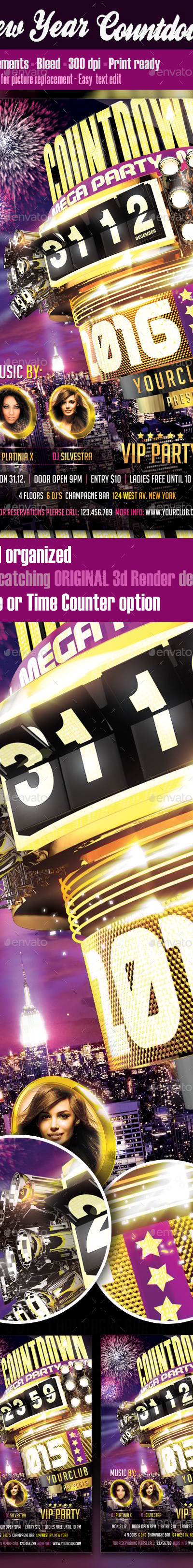 New Year Countdown Flyer, Print Templates | GraphicRiver