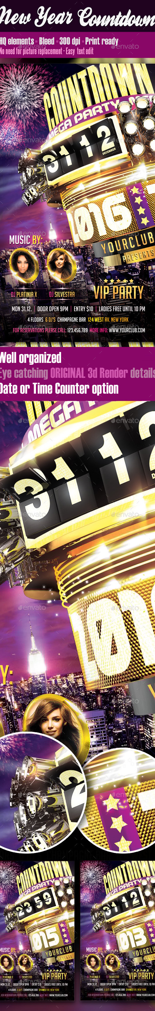 New Year Countdown Flyer, Print Templates | GraphicRiver