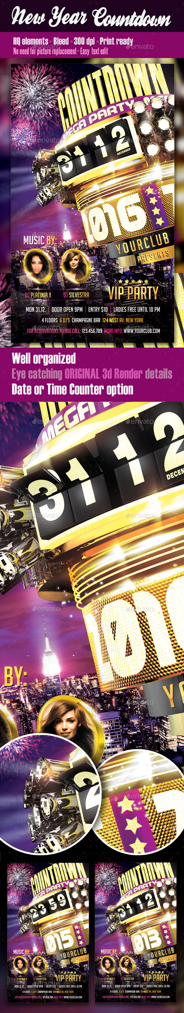 New Year Countdown Flyer, Print Templates | GraphicRiver