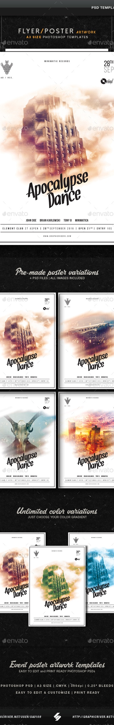 Apocalypse Dance - Party Flyer Templates A3, Print Templates | GraphicRiver