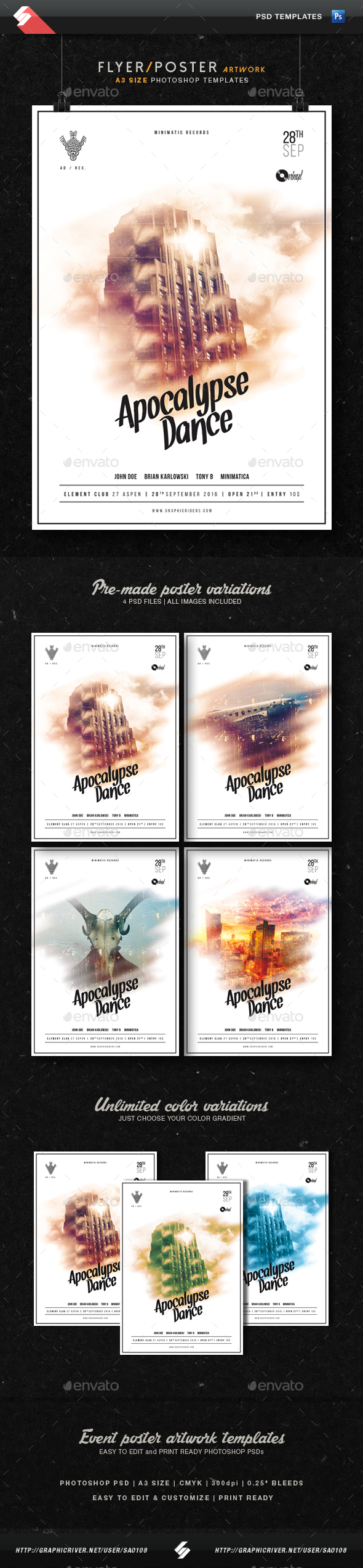Apocalypse Dance - Party Flyer Templates A3, Print Templates | GraphicRiver