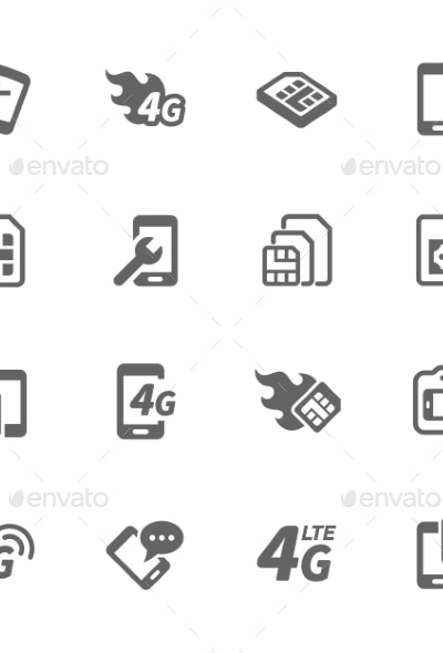 Simple Sim Card Icons, Icons | GraphicRiver
