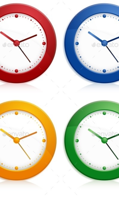 Color Wall Clocks, Vectors | GraphicRiver