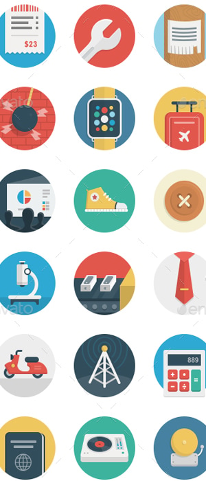 Round Flat Icons, Icons | GraphicRiver