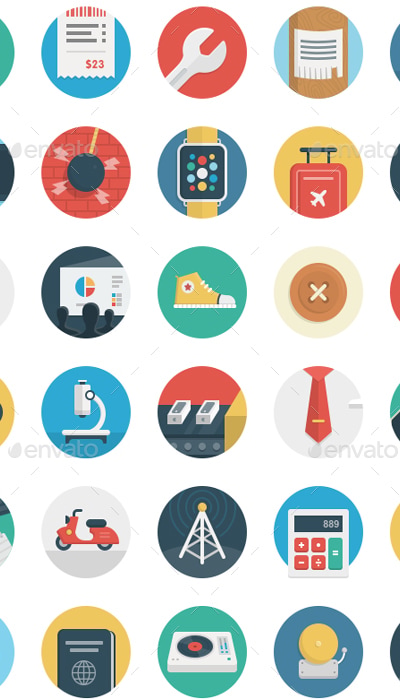 Round Flat Icons, Icons | GraphicRiver