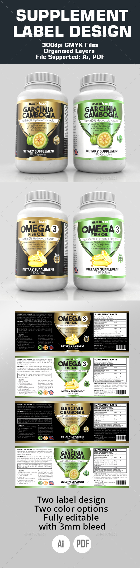 Supplement labels, Print Templates | GraphicRiver