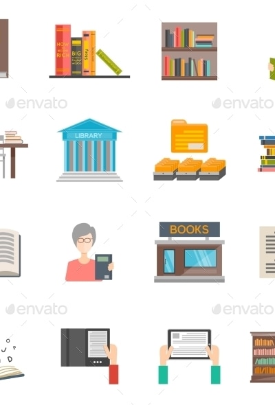Library Icons Set, Vectors | GraphicRiver