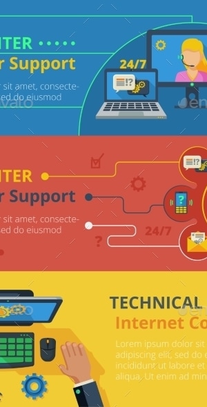 Support Horizontal Banner Set, Vectors | GraphicRiver