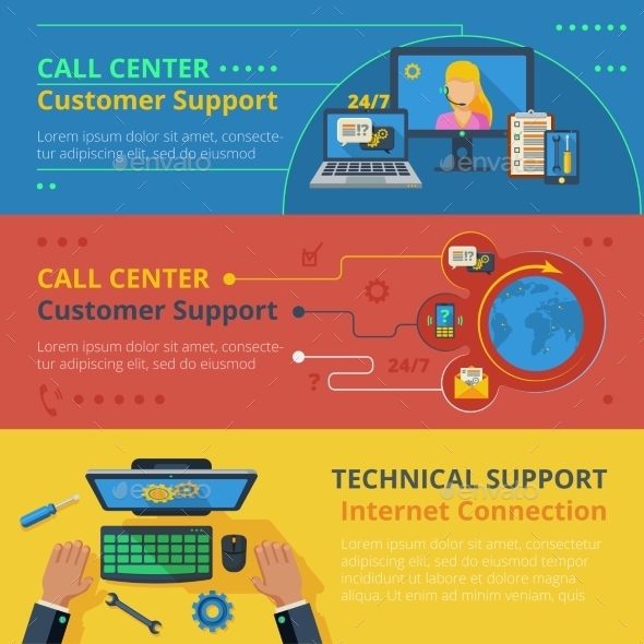 Support Horizontal Banner Set, Vectors | GraphicRiver