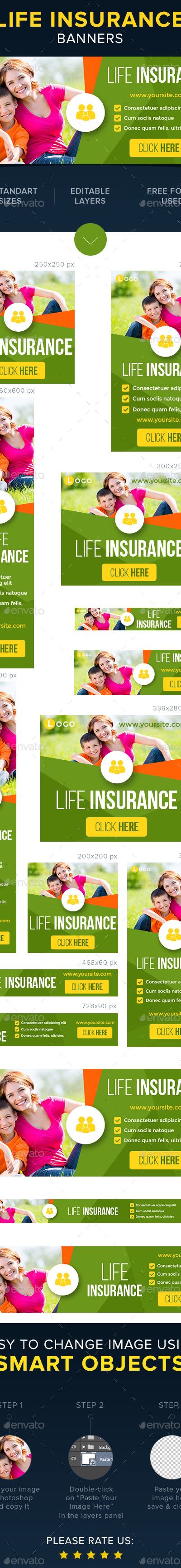Life & Health Insurance Banners, Web Elements | GraphicRiver