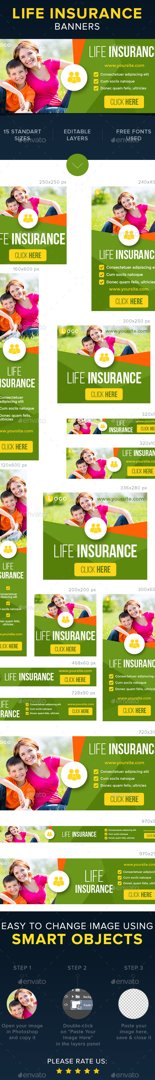 Life & Health Insurance Banners, Web Elements | GraphicRiver