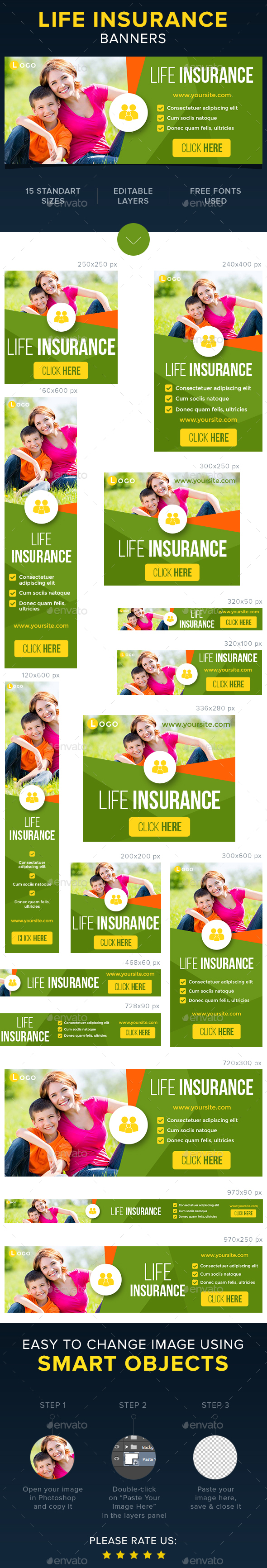 Life & Health Insurance Banners, Web Elements | GraphicRiver