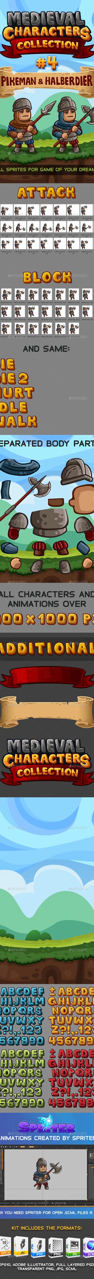 Medieval Game Sprites Characters collection #4, Game Assets | GraphicRiver