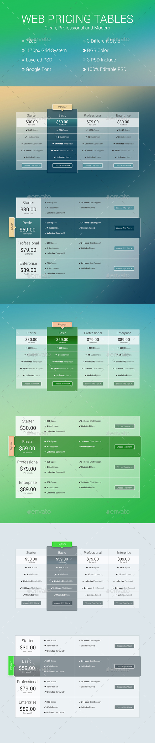 Website Pricing Tables, Web Elements | GraphicRiver