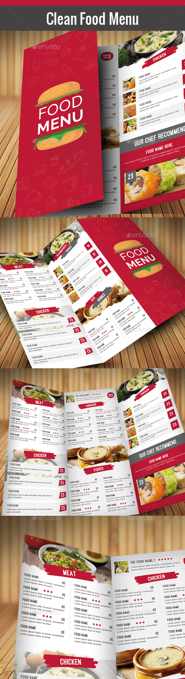 Clean Food Menu, Print Templates | GraphicRiver