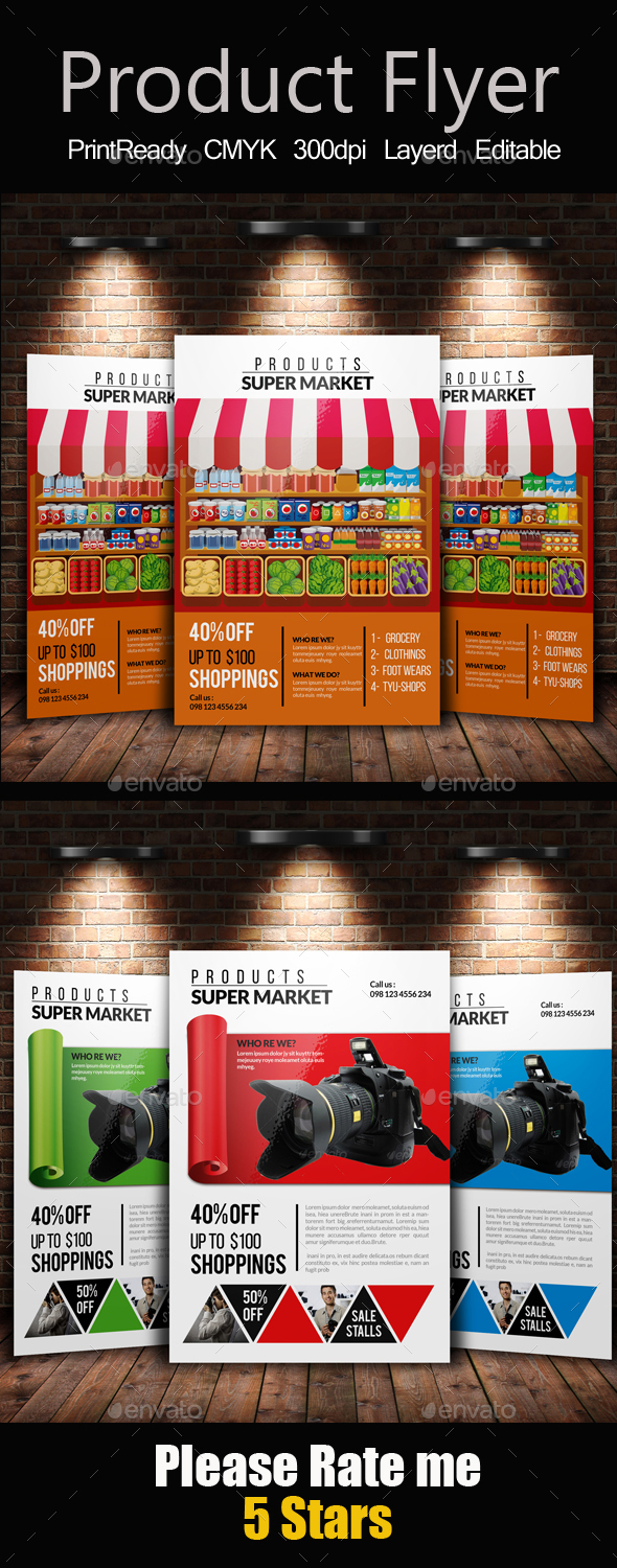 Product & Supermarket Promotion Flyer Bundle, Print Templates ...