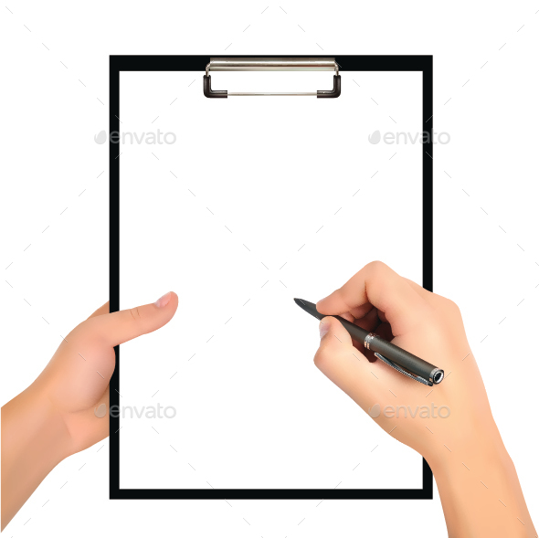 Hands Holding Clipboard, Vectors | GraphicRiver