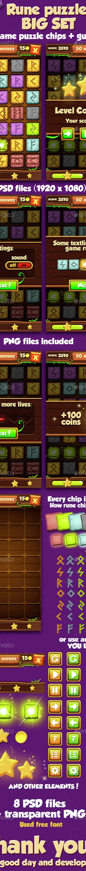 Big Rune Stone Game Set With GUI, Game Assets | GraphicRiver