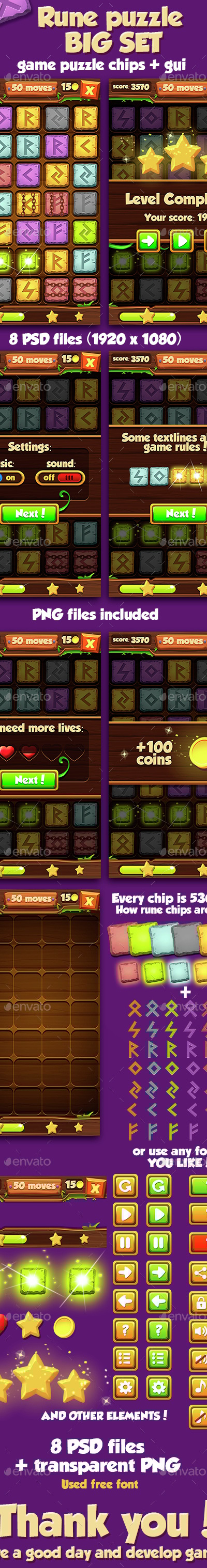 Big Rune Stone Game Set With GUI, Game Assets | GraphicRiver