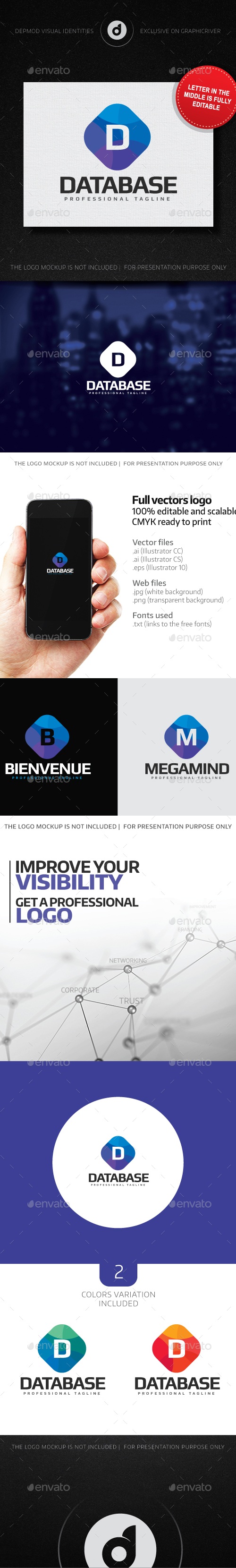 Database (Editable letter), Logo Templates | GraphicRiver