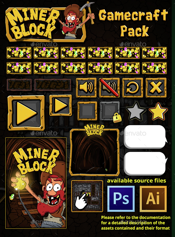 Miner Block - Game Assets, Game Assets | GraphicRiver
