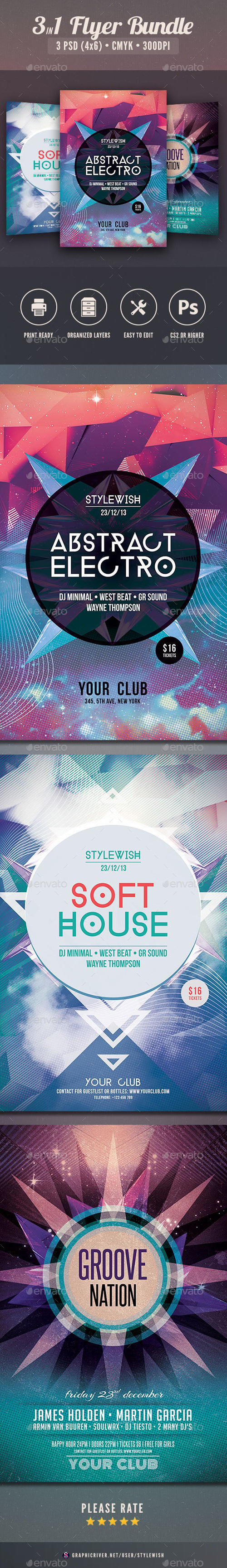 Abstract Party Flyer Bundle, Print Templates | GraphicRiver