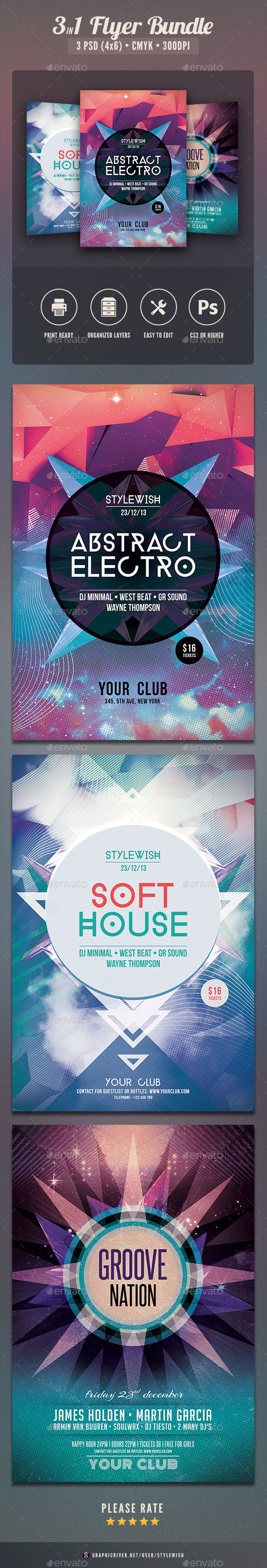 Abstract Party Flyer Bundle, Print Templates | GraphicRiver