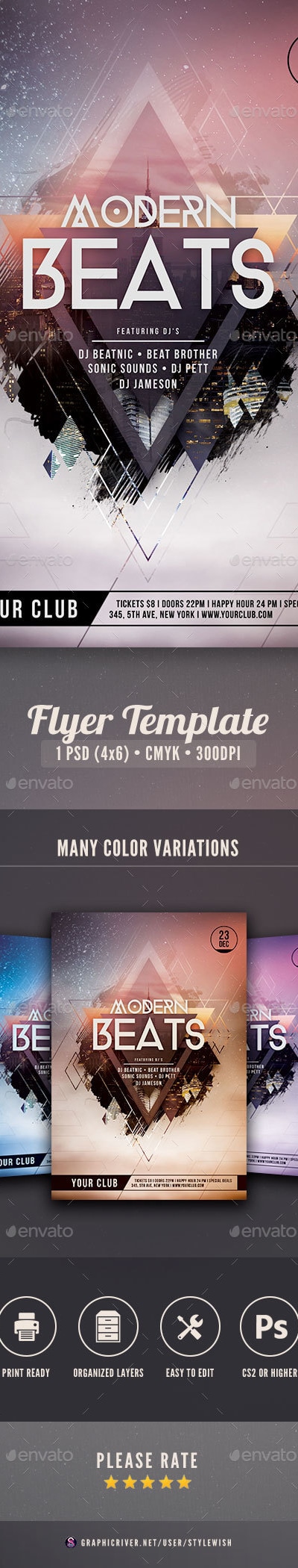 Modern Beats Flyer, Print Templates | GraphicRiver