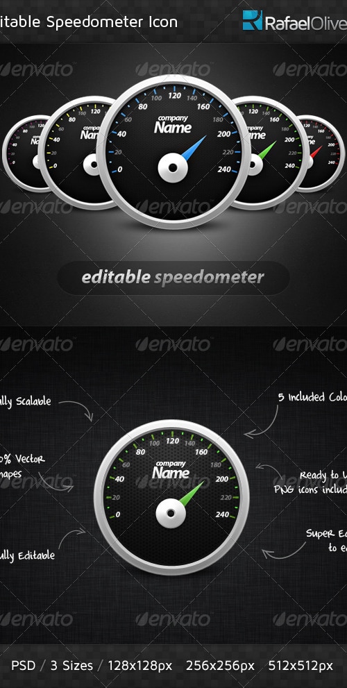 Editable Speedometer, Icons | GraphicRiver