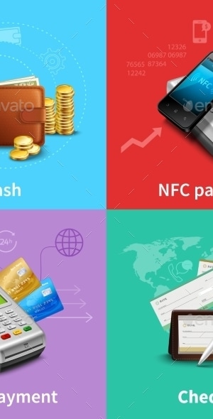 Payment Realistic Set, Vectors | GraphicRiver