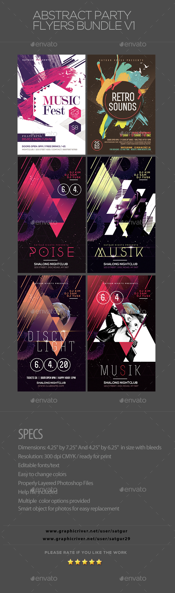 Abstract Party Flyers Bundle Vol1, Print Templates | GraphicRiver