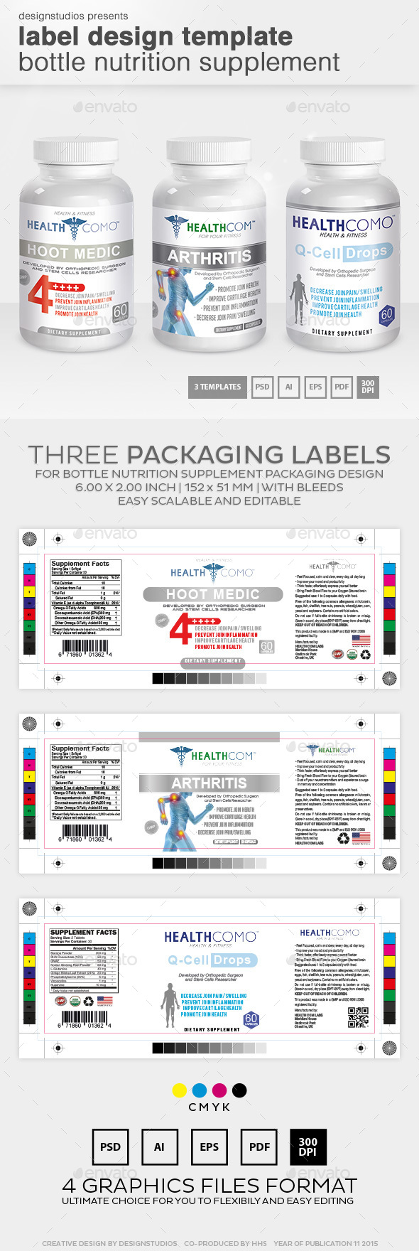 Label Design Template Bottle Nutrition Supplement, Print Templates