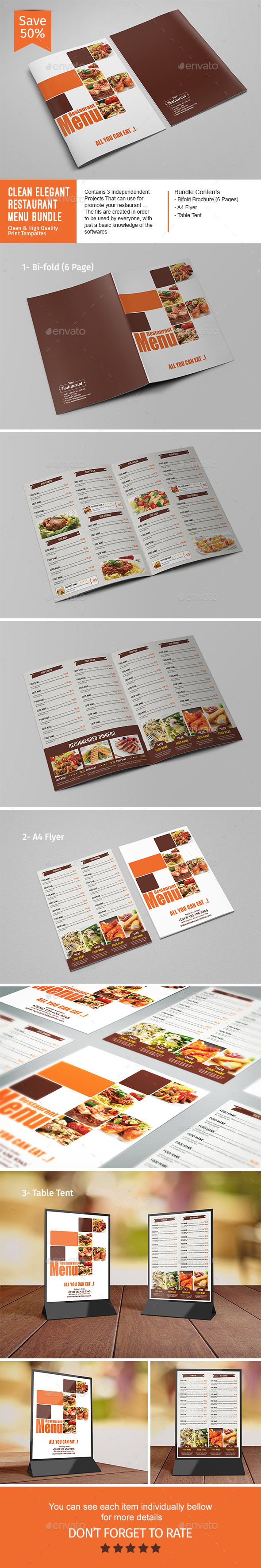 Clean Elegant Restaurant Menu Bundle, Print Templates | GraphicRiver