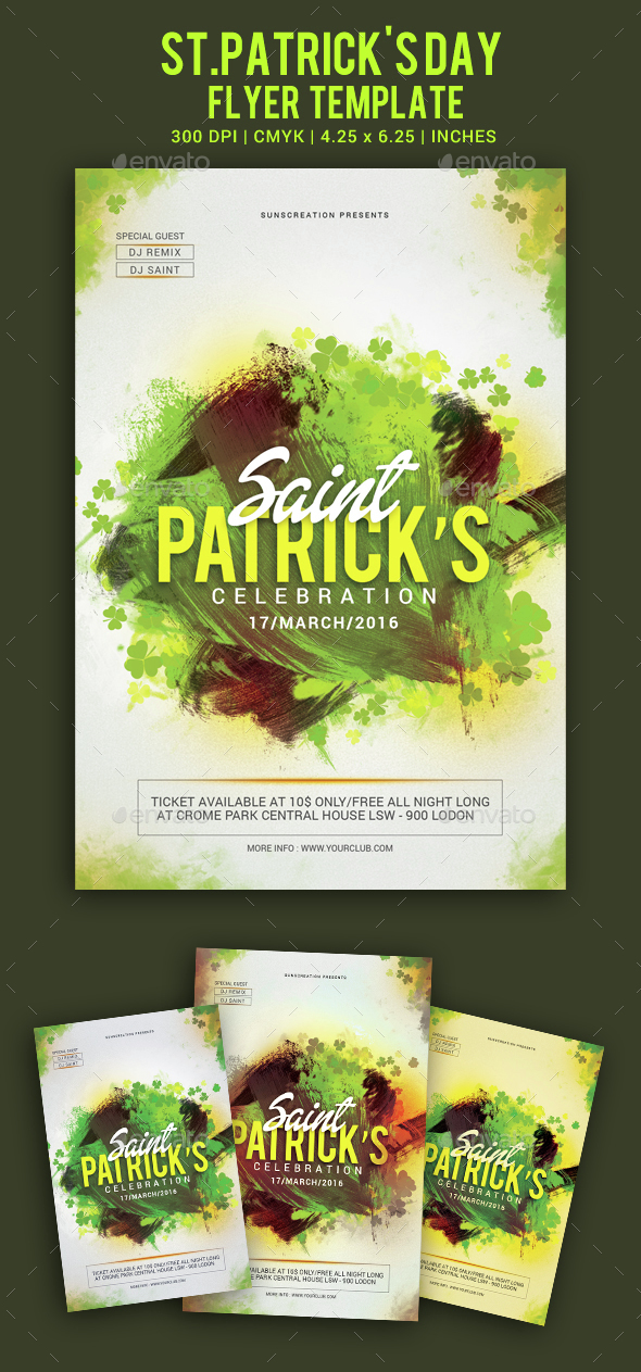 St.Patrick's Day Celebration Party Flyer Template, Print Templates