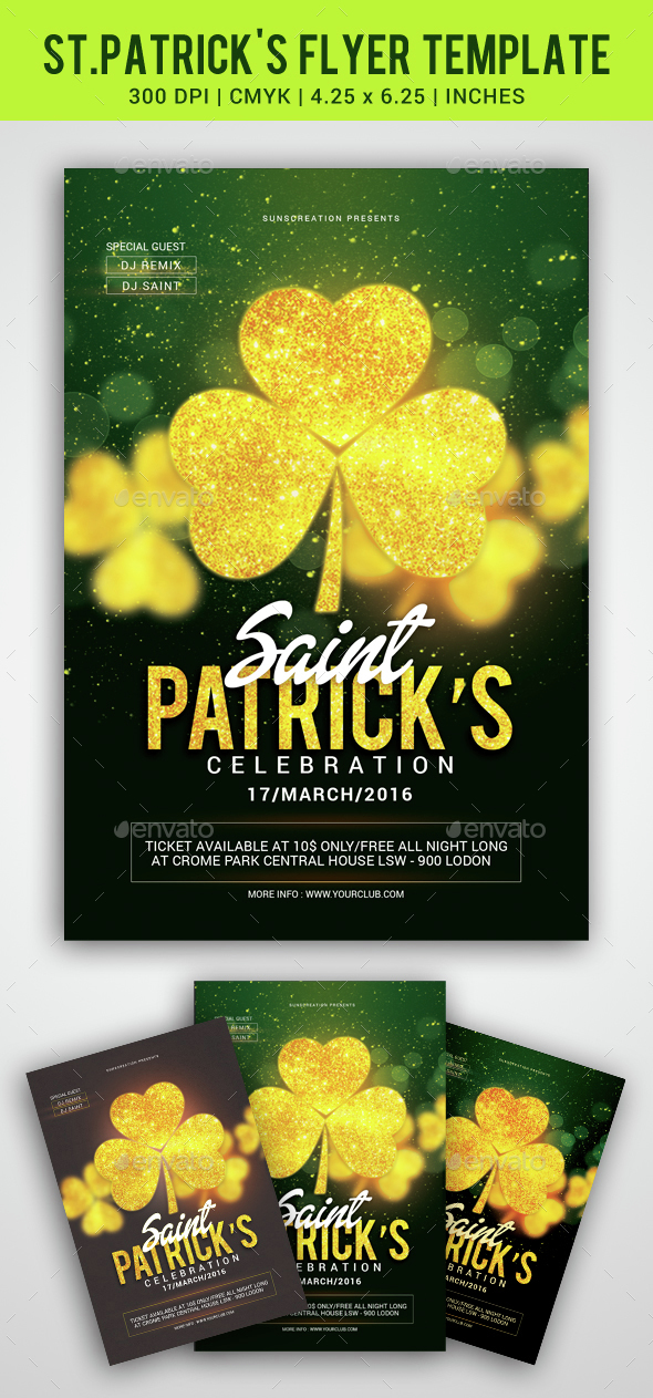 St.Patrick's Celebration Party Flyer Template, Print Templates ...