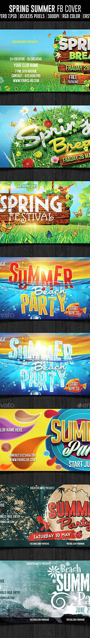 Spring Summer Facebook Cover, Web Elements | GraphicRiver