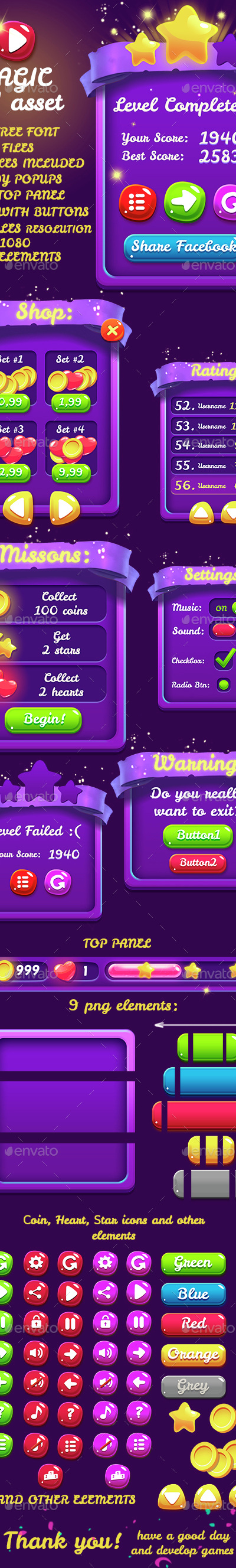 Magical 9 PNG Game Interface Set Part 2, Game Assets | GraphicRiver