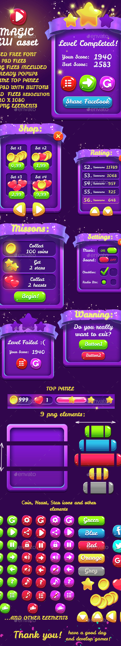 Magical 9 PNG Game Interface Set Part 2, Game Assets | GraphicRiver