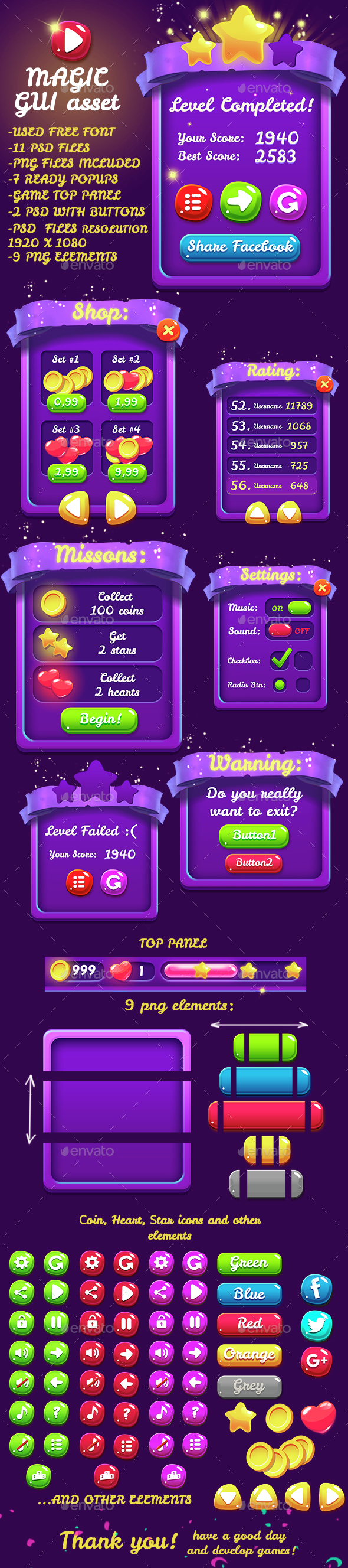 Magical 9 PNG Game Interface Set Part 2, Game Assets | GraphicRiver