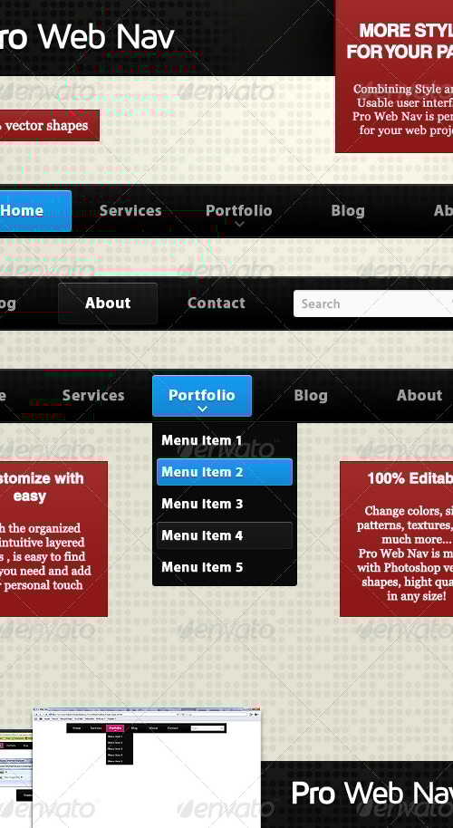 Pro Web Nav, Web Elements | GraphicRiver