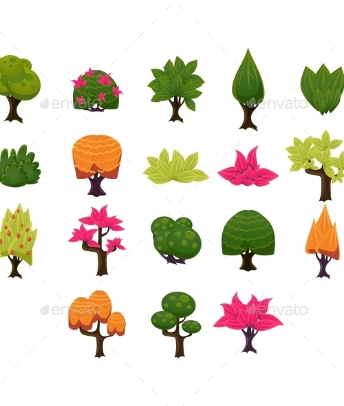 Tree Icons Set, Vectors | GraphicRiver