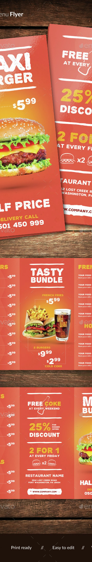 Fast food restaurant menu, Print Templates | GraphicRiver