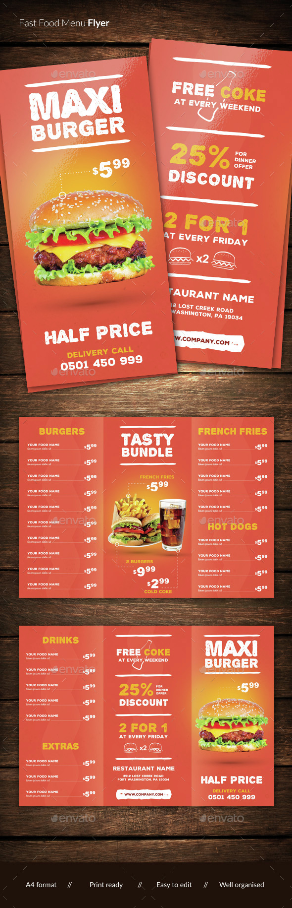 Fast food restaurant menu, Print Templates | GraphicRiver