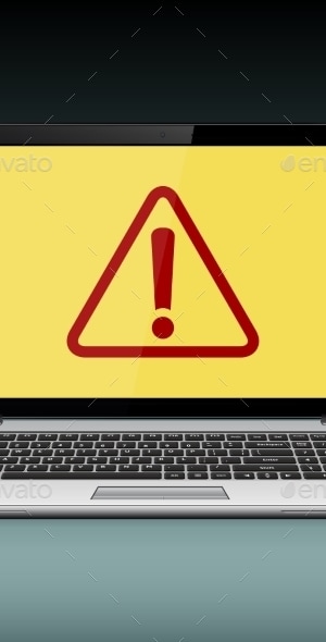 Laptop With Exclamation Mark On The Display, Vectors | GraphicRiver