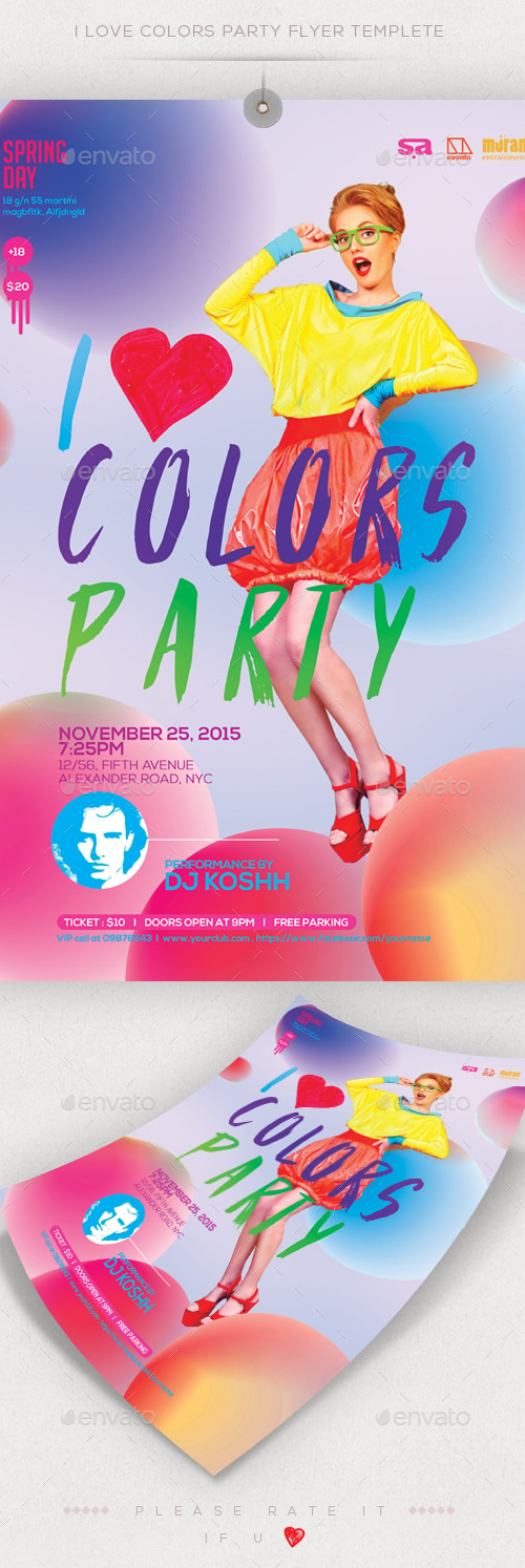 Colors Party Flyer Template, Print Templates | GraphicRiver