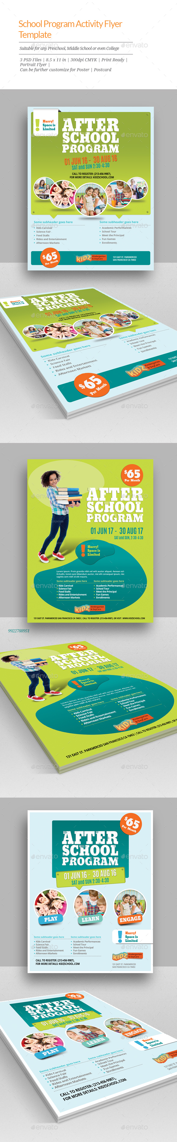 School Program Activity Flyer Templates, Print Templates | GraphicRiver